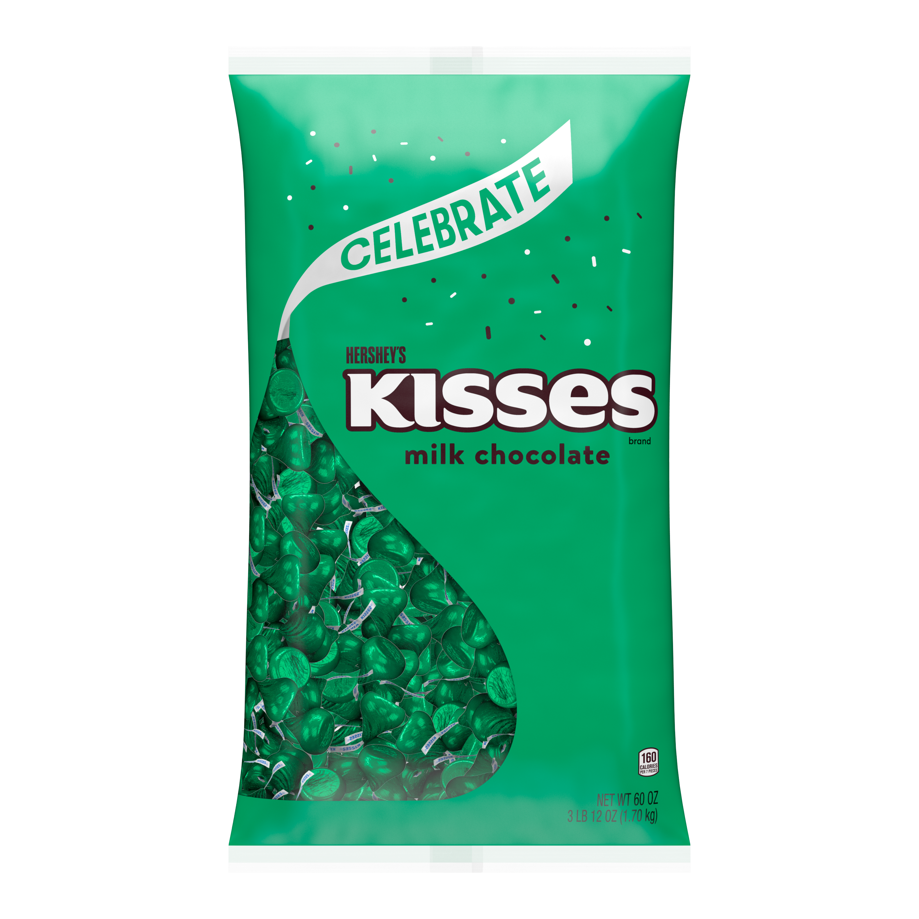 HERSHEY’S KISSES Dark Green Foils Milk Chocolate Candy Bulk Bag, 60 oz - THE HERSHEY COMPANY