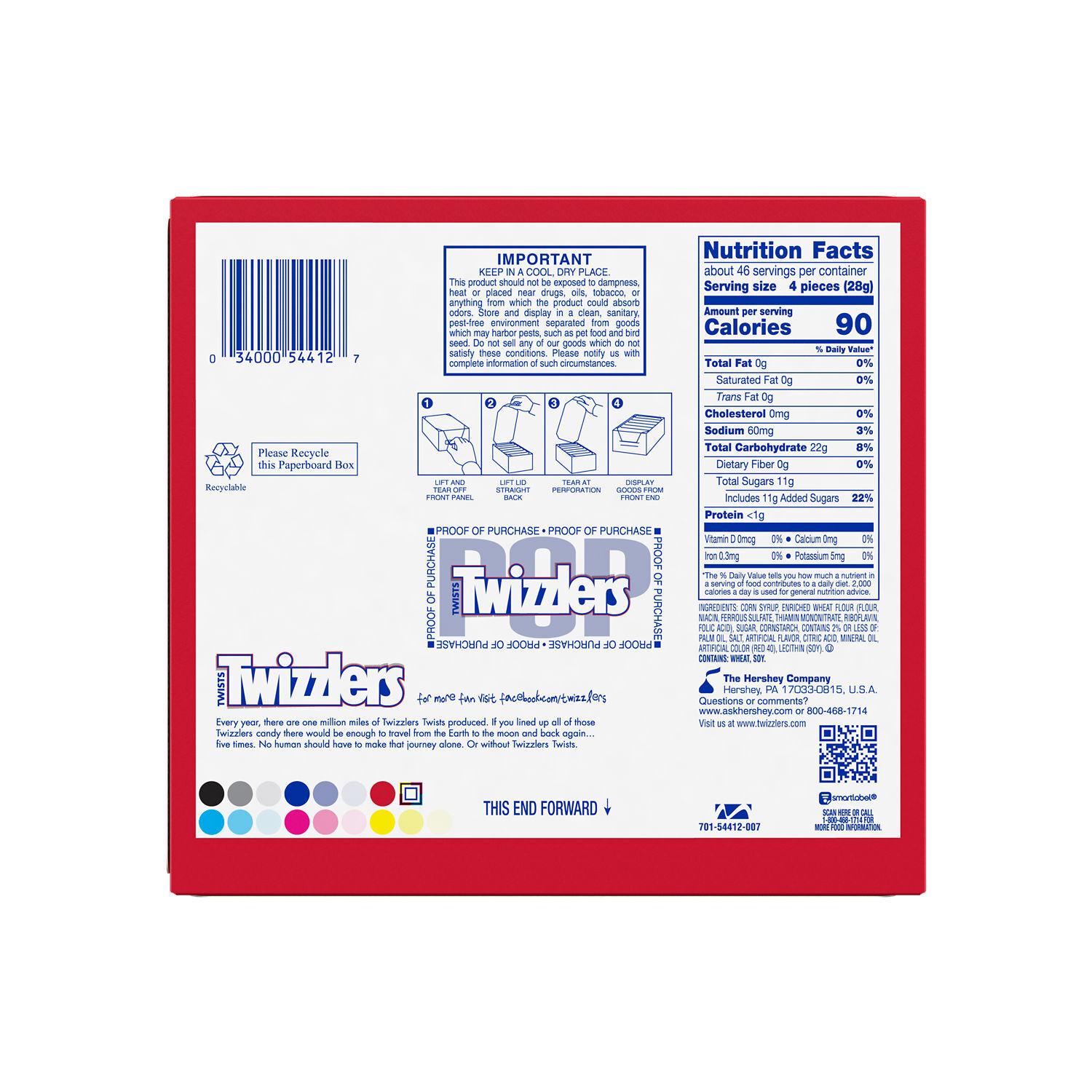 TWIZZLERS Twists Strawberry Flavored Licorice Style Candy Packs, 2.5 oz (18 Count) - THE HERSHEY COMPANY