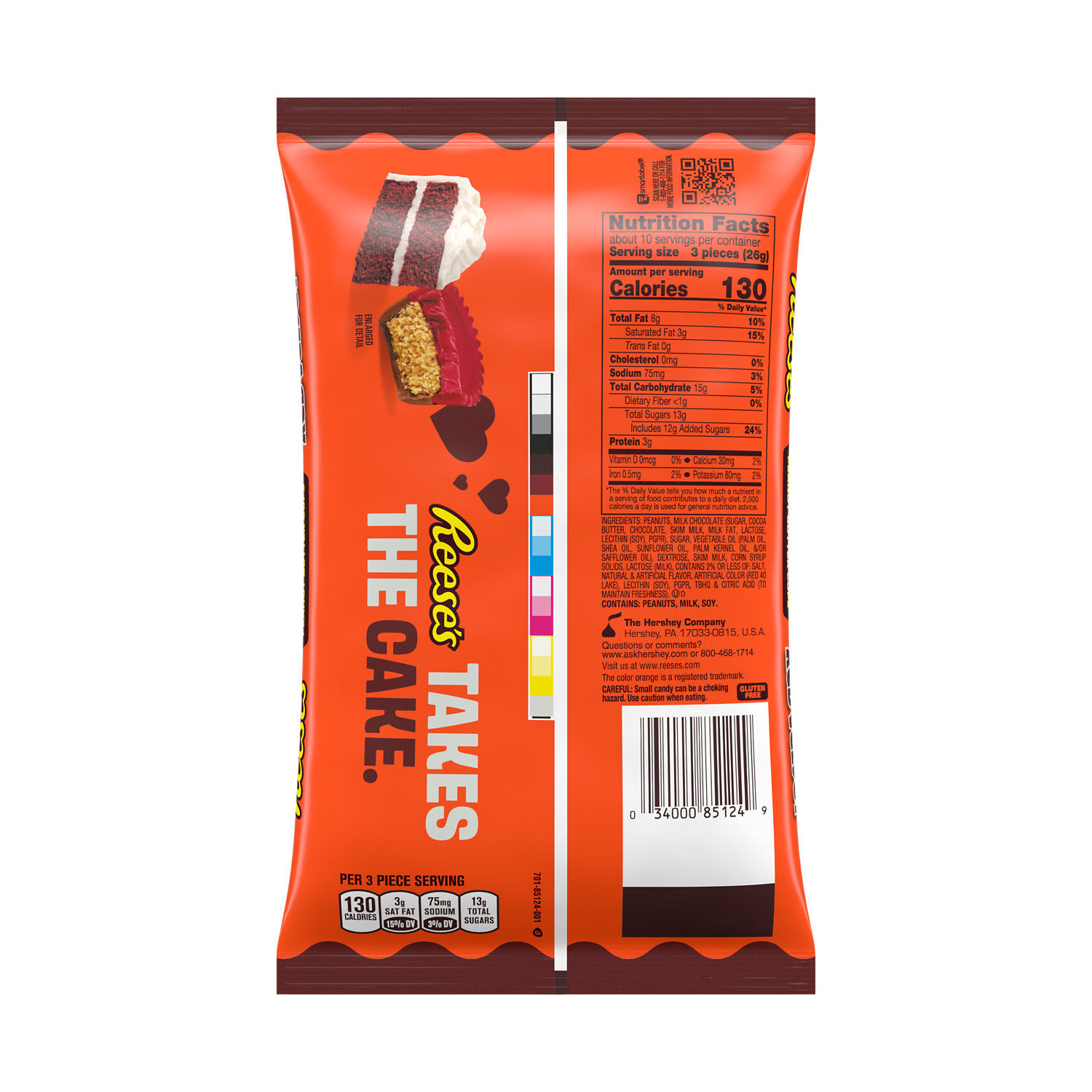 REESE’S Miniatures Milk Chocolate and Red Velvet Flavored Creme Peanut Butter Cups, Valentine’s Candy Bag, 9.3 oz - THE HERSHEY COMPANY