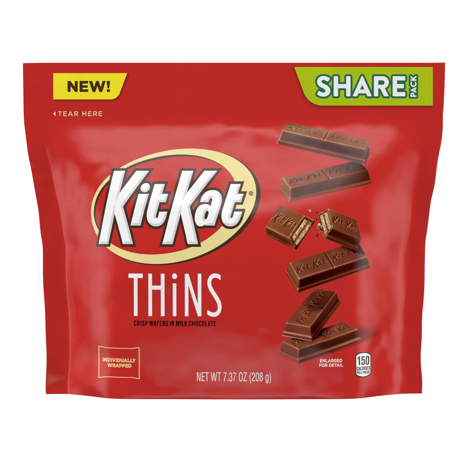 KIT KAT THiNS Milk Chocolate Candy Candy Bars 7.37oz Candy Bag - THE HERSHEY COMPANY