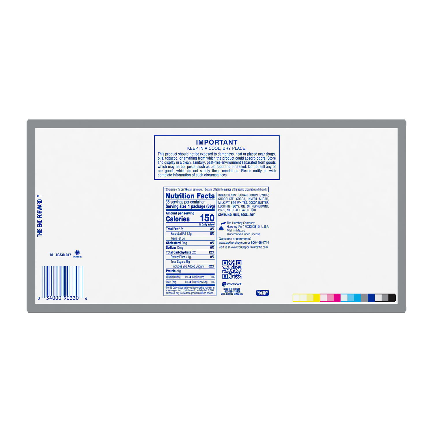 YORK Dark Chocolate Peppermint Patties Candy Packs, 1.4 oz (36 Count) - THE HERSHEY COMPANY