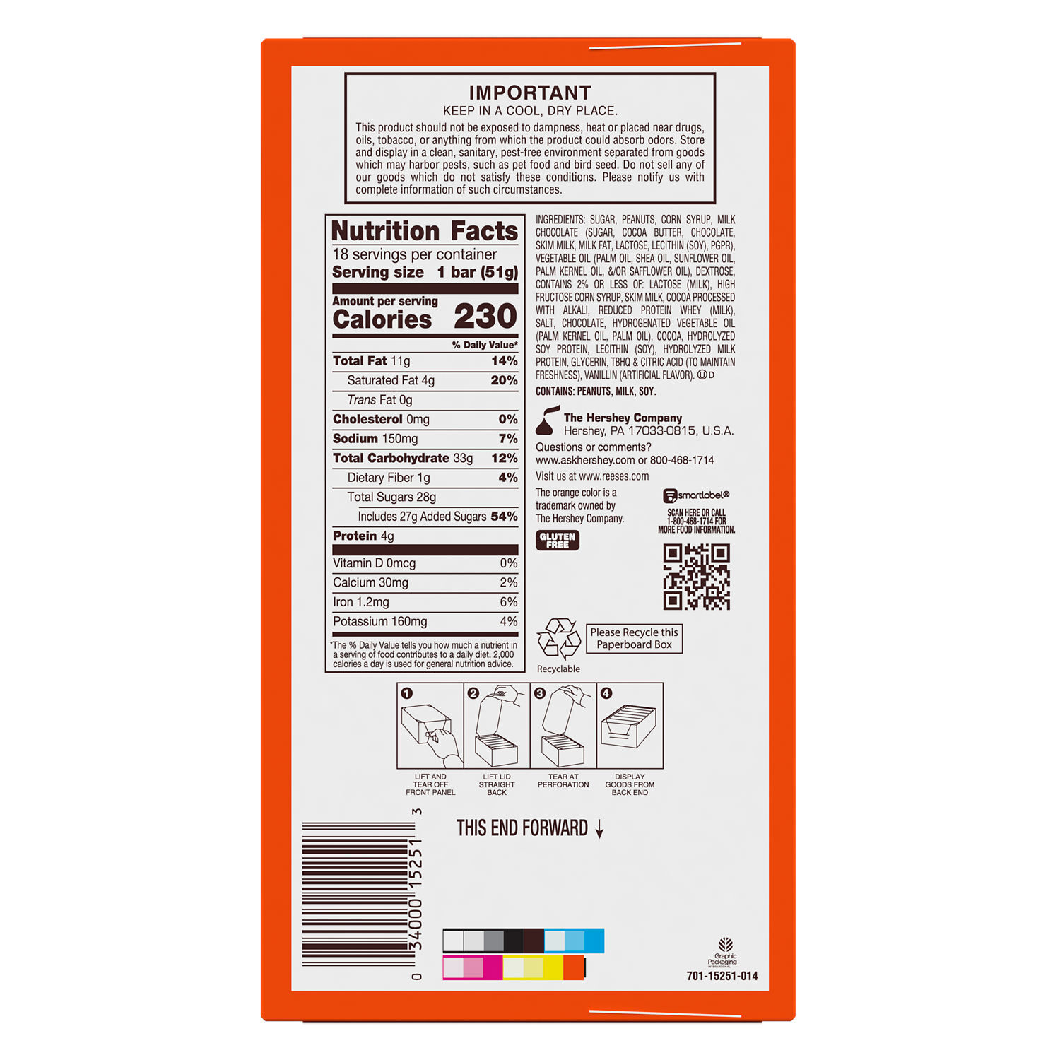 REESE’S FAST BREAK Peanut Butter Nougat Candy Bars, 1.8 oz (18 Count) - THE HERSHEY COMPANY