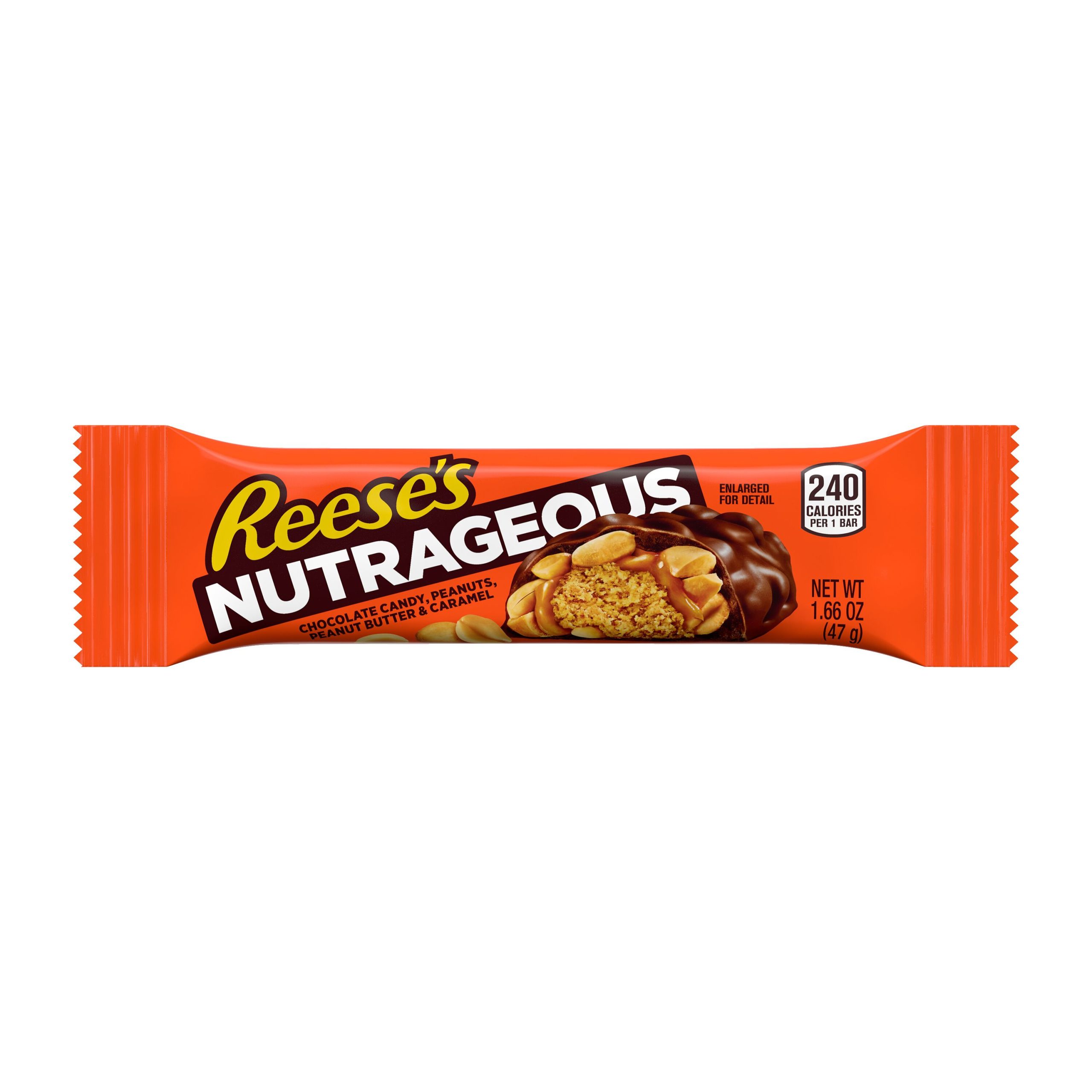 REESE’S NUTRAGEOUS Chocolate, Peanut Butter, Caramel and Peanut Candy Bars, 1.66 oz (18 Count) - THE HERSHEY COMPANY