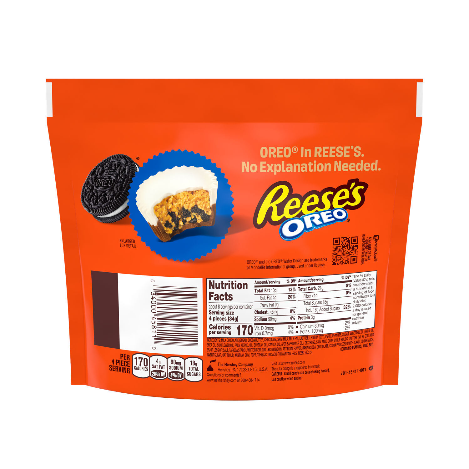 REESE’S OREO® Miniatures Milk Chocolate and White Creme Peanut Butter Cups Candy Share Pack, 9 oz - THE HERSHEY COMPANY