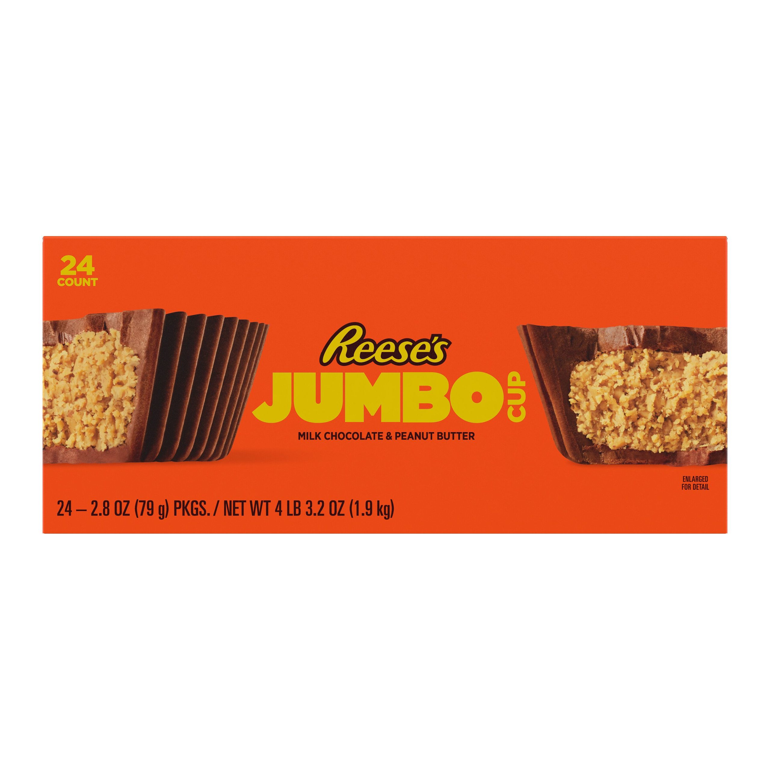 REESE’S Jumbo Cup Milk Chocolate Peanut Butter Cup Candy Pack, 2.8 oz (24 Count) - THE HERSHEY COMPANY
