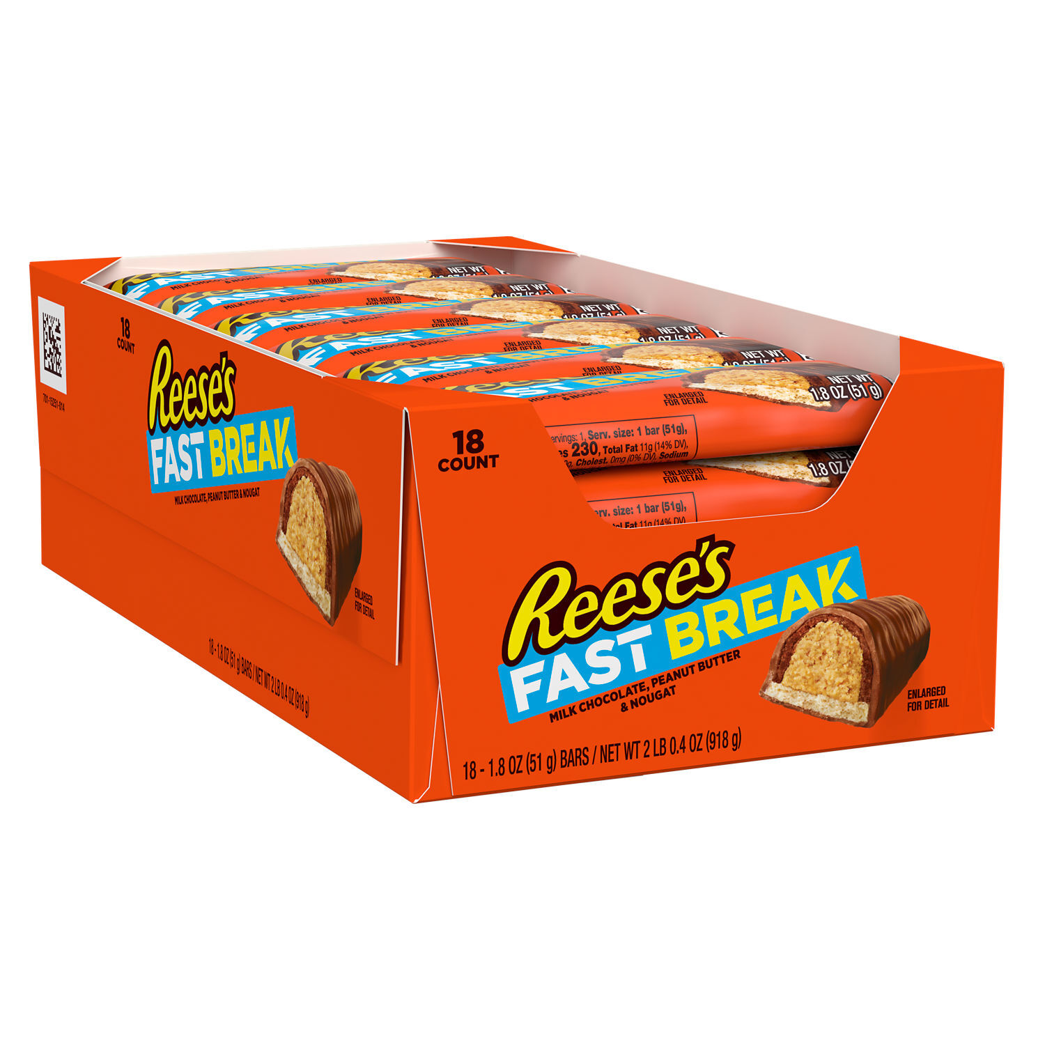 REESE’S FAST BREAK Peanut Butter Nougat Candy Bars, 1.8 oz (18 Count) - THE HERSHEY COMPANY