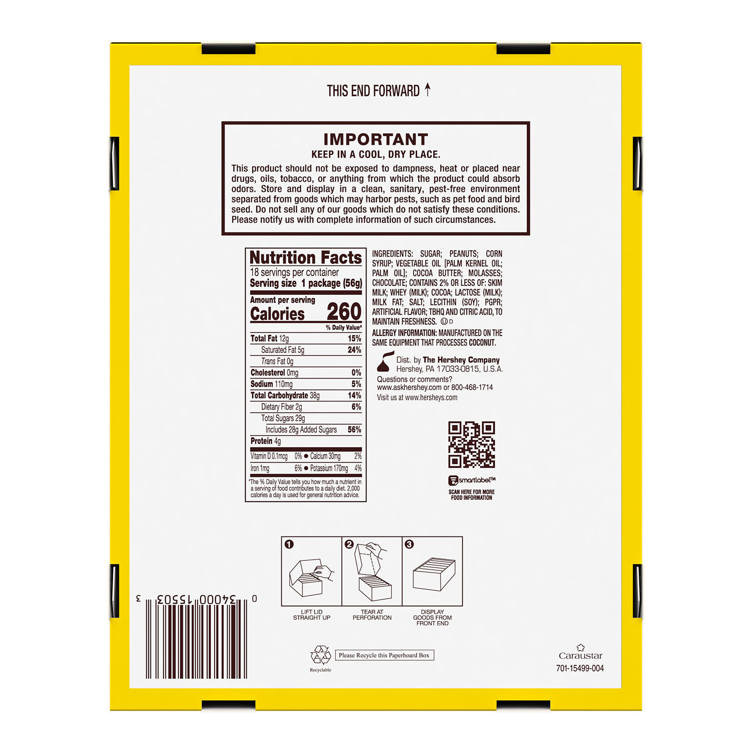 5TH AVENUE Chocolate Coated Peanut Butter Candy Bars, 2 oz (18 Count) - THE HERSHEY COMPANY