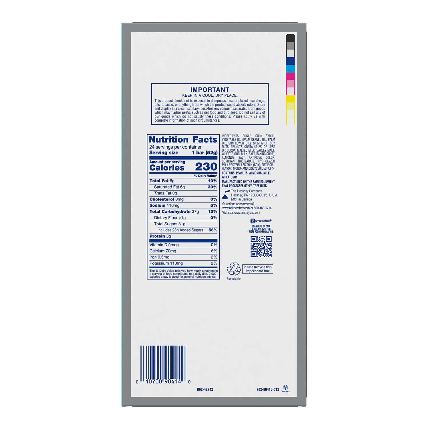 ZERO White Fudge, Caramel, Peanut and Almond Nougat Candy Bars, 1.85 oz (24 Count) - THE HERSHEY COMPANY