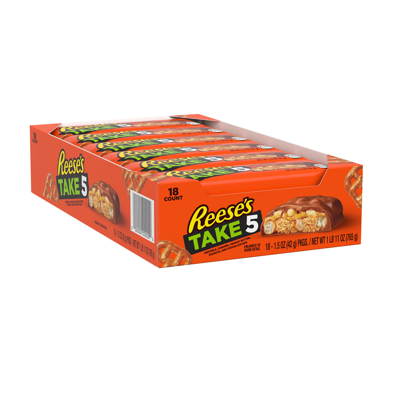 REESE’S TAKE 5 Pretzel, Peanut and Chocolate Candy Bars, 1.5 oz (18 Count) - THE HERSHEY COMPANY