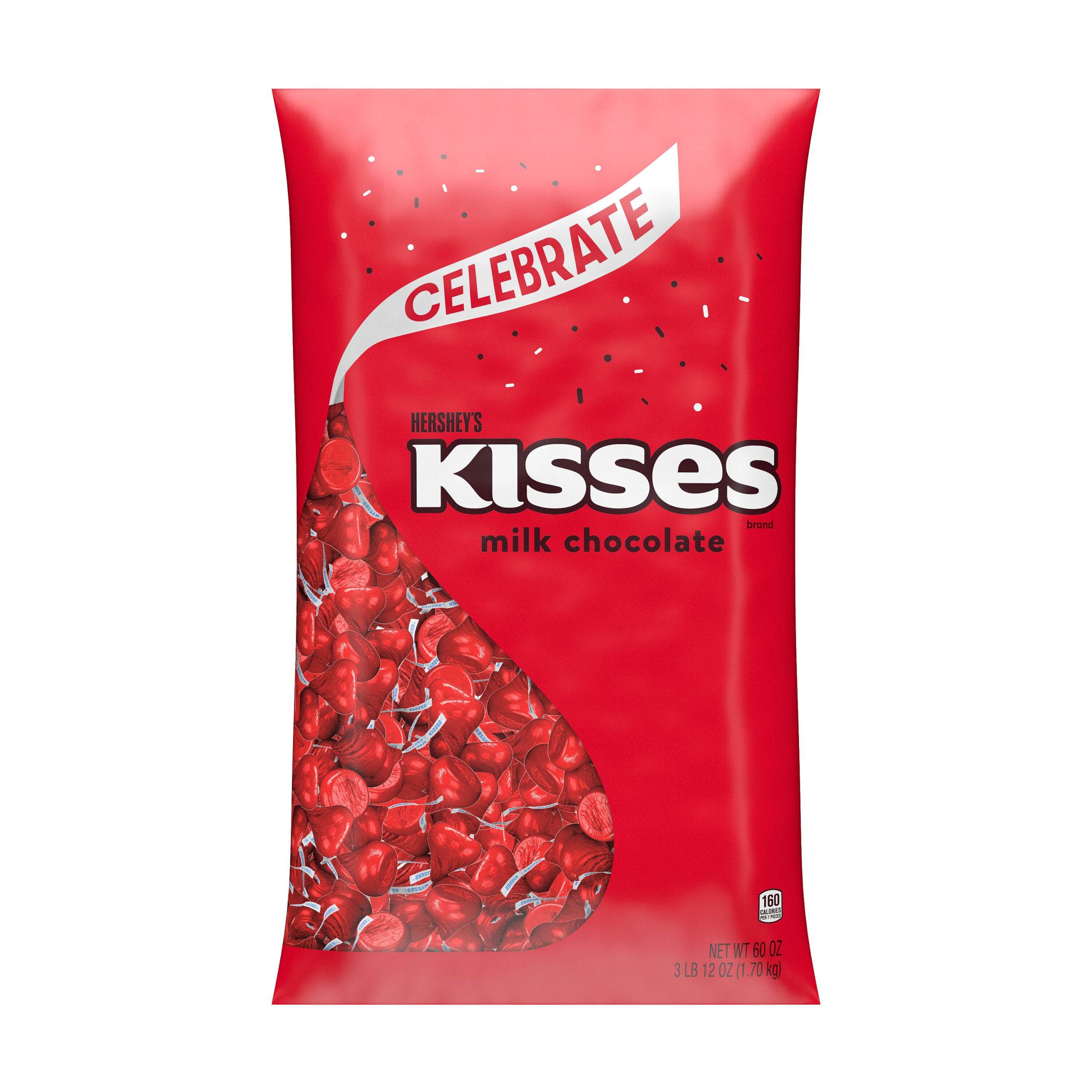 HERSHEY’S KISSES Red Foils Milk Chocolate Candy Bulk Bag, 60 oz - THE HERSHEY COMPANY