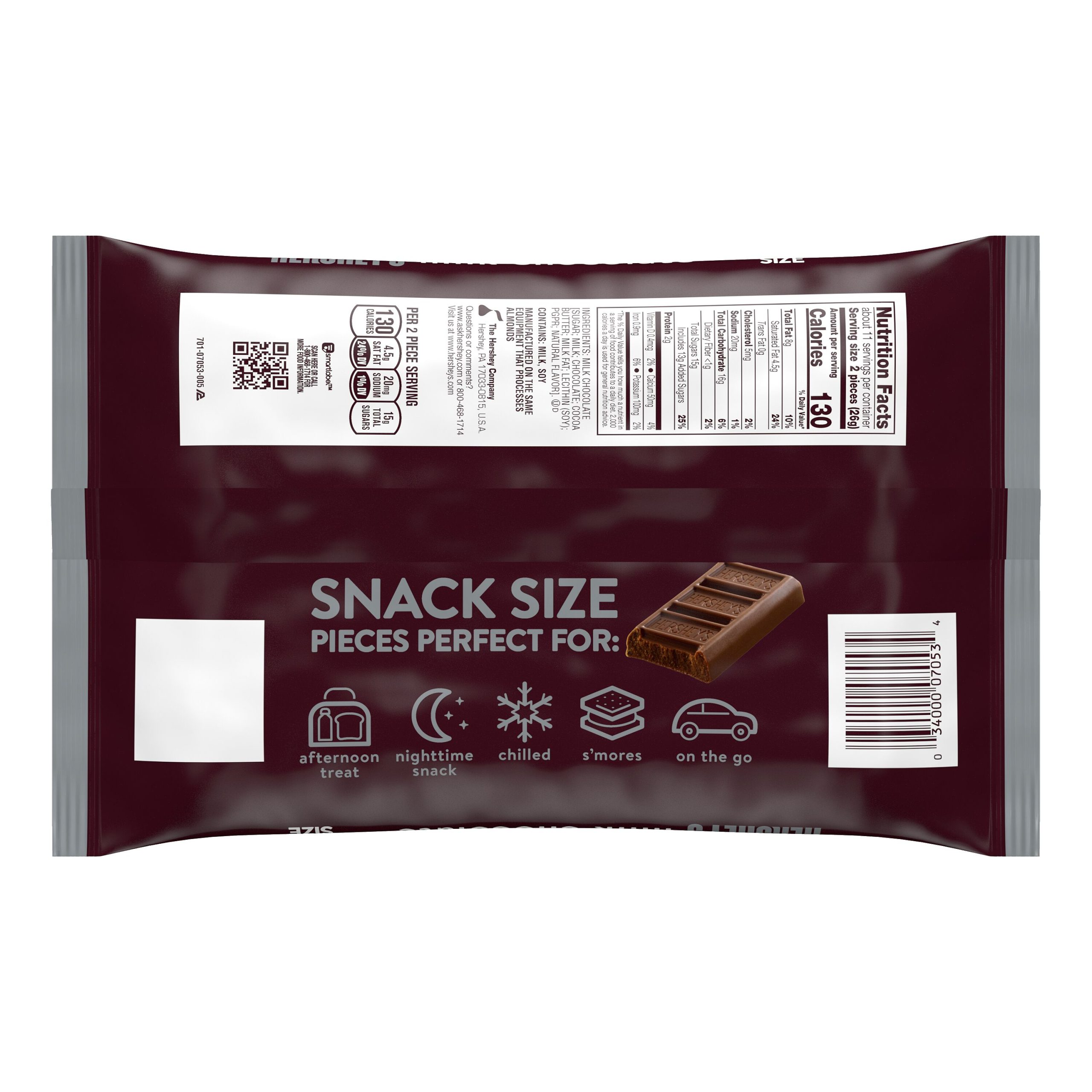 HERSHEY’S HERSHEY’S Milk Chocolate Snack Size, Candy Bars Bag, 10.35 oz – - THE HERSHEY COMPANY