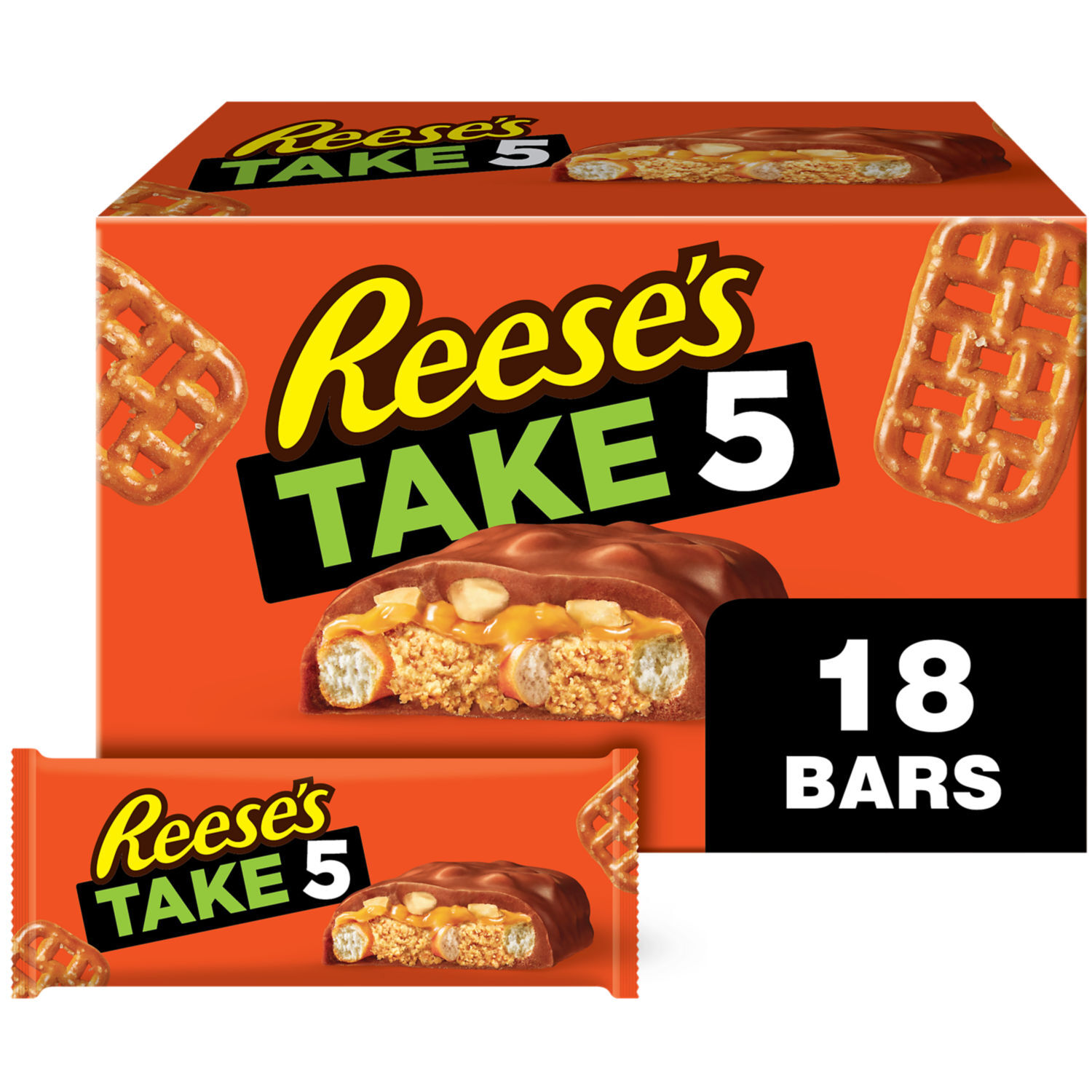 REESE’S TAKE 5 Pretzel, Peanut and Chocolate Candy Bars, 1.5 oz (18 Count) - THE HERSHEY COMPANY