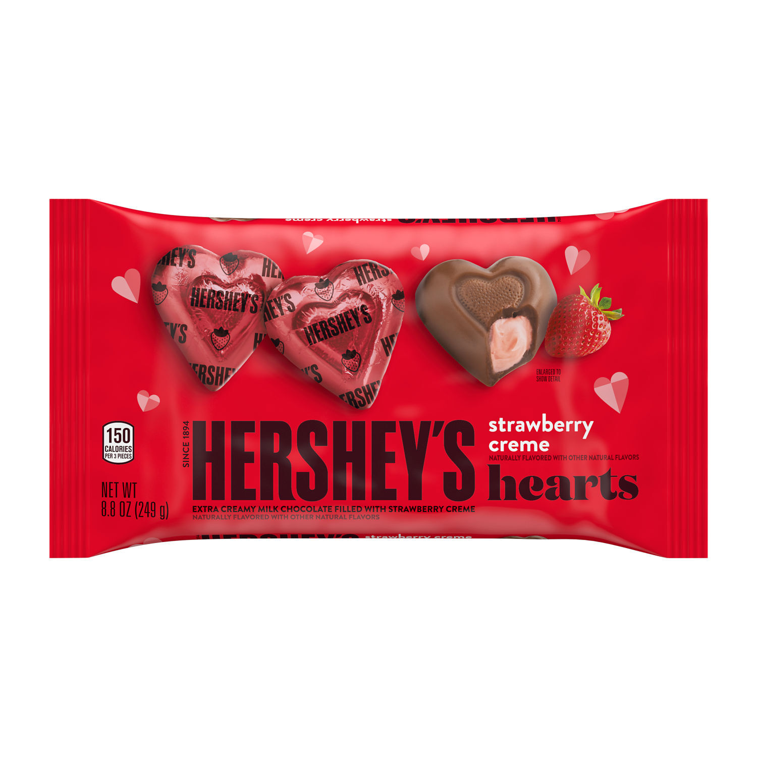 HERSHEY’S Strawberry Creme Flavored Hearts, Valentine’s Day, Candy Bag, 8.8 oz - THE HERSHEY COMPANY