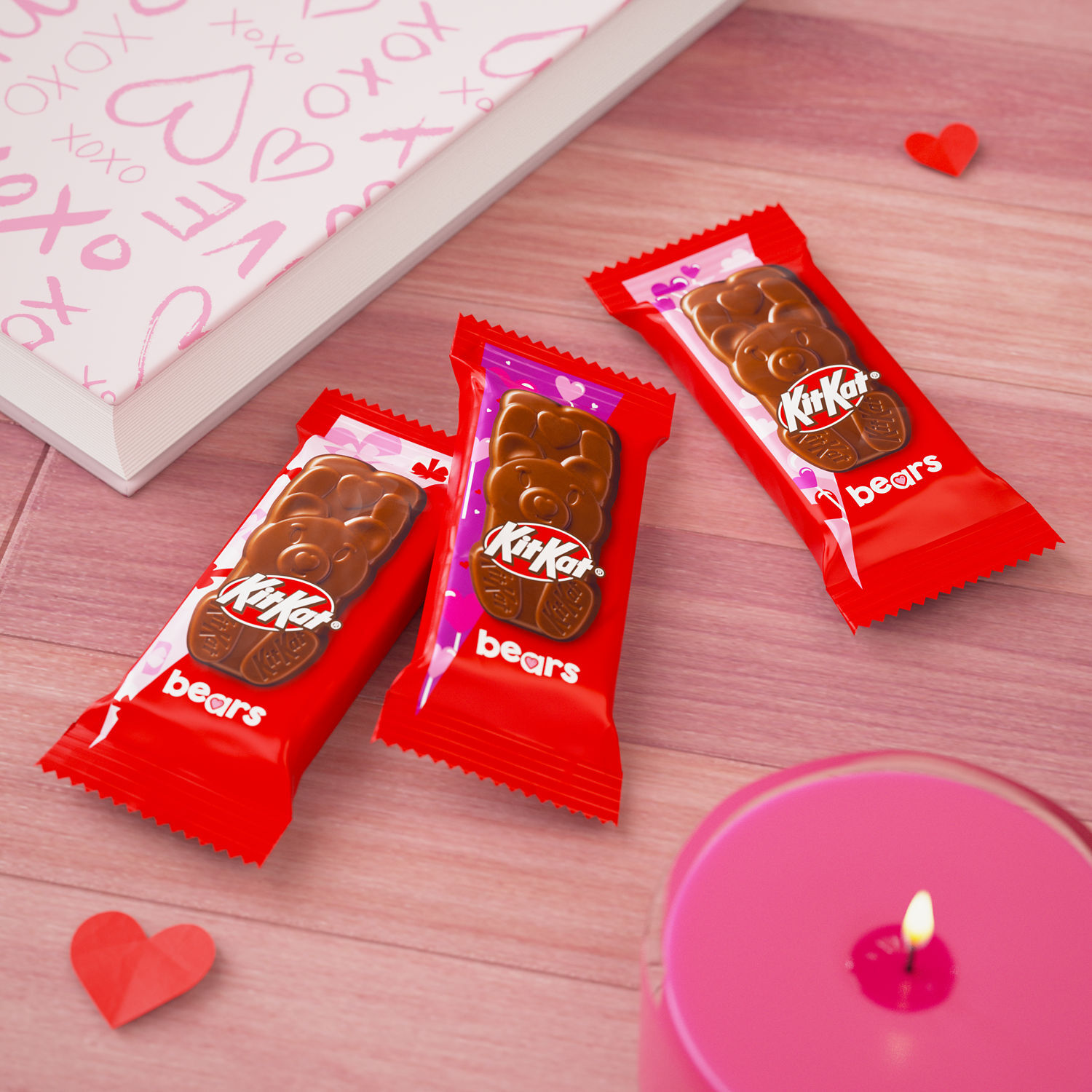 KIT KAT® Milk Chocolate Snack Size Wafer Bears, Valentine’s Candy Bag, 8.85 oz - THE HERSHEY COMPANY